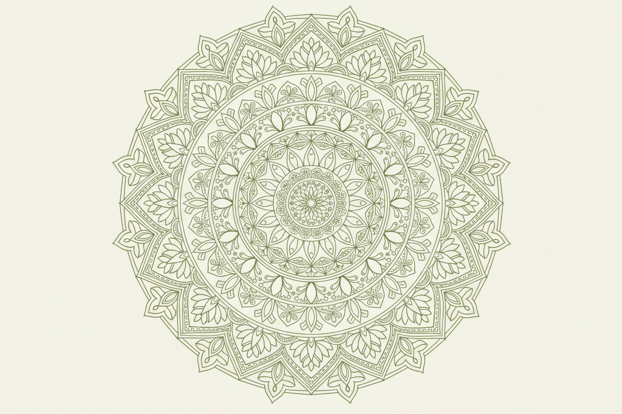 image with mandala ,olive green 